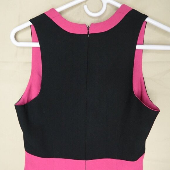 Vintage 90s Bebe Sleeveless Mini Dress Pink Black Wool A-Line Women's Size 4 - Picture 5 of 10